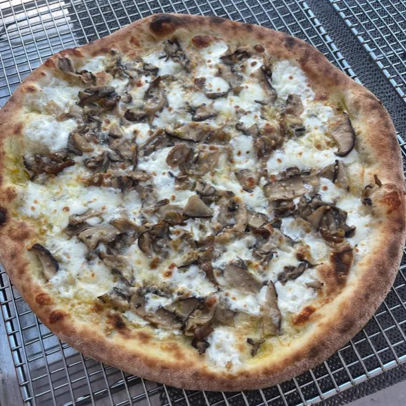PieZ wood-fired mushroom pizza